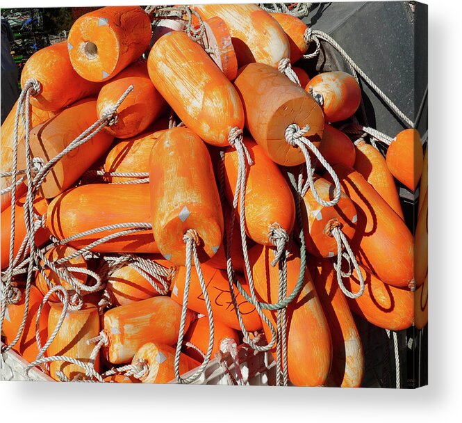 Coast Acrylic Print featuring the photograph Crab traps and orange floats #1 by Steve Estvanik