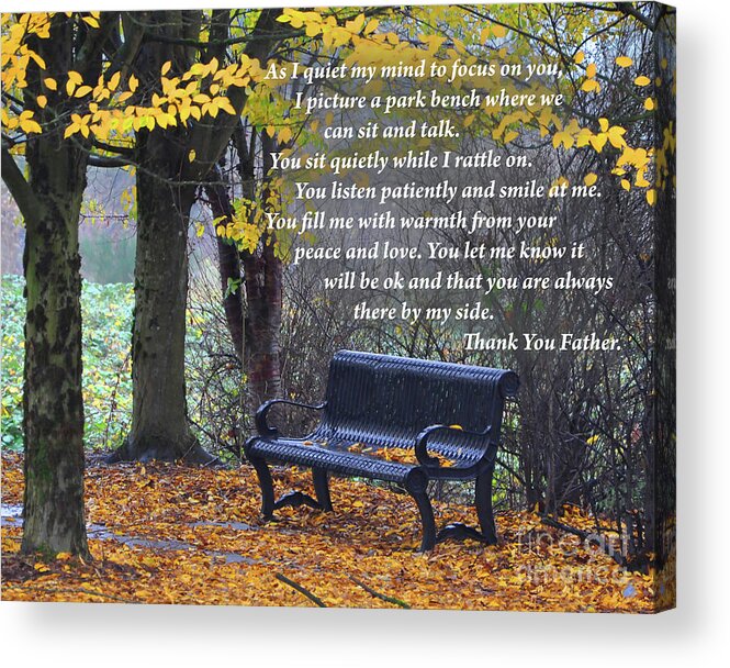 Park-bench Acrylic Print featuring the digital art Fall Bench by Kirt Tisdale