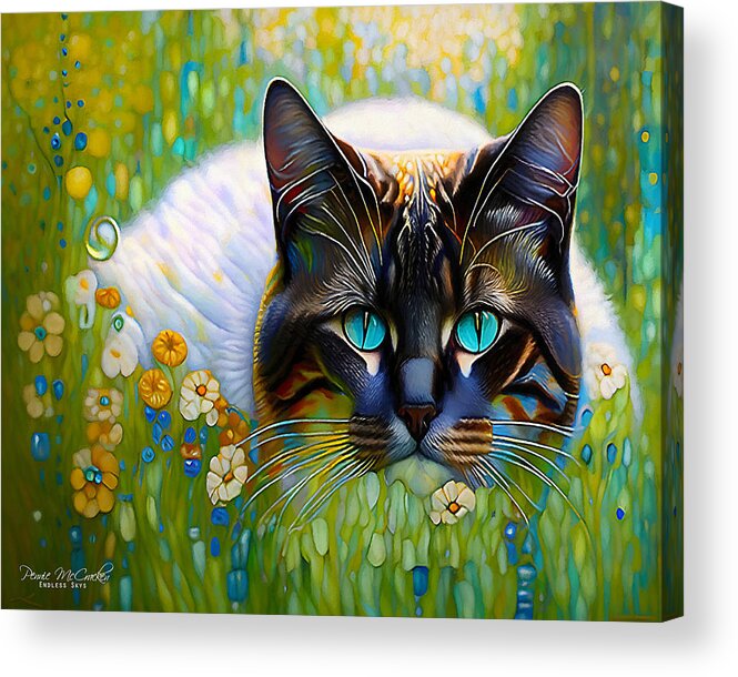 Cat Acrylic Print featuring the mixed media I See You by Pennie McCracken