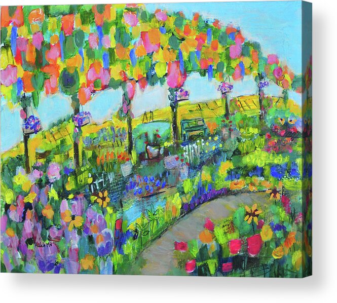 Positive Acrylic Print featuring the painting In the garden #1 by Haleh Mahbod