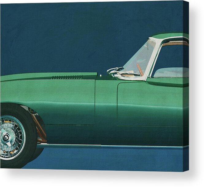 Jaguar Acrylic Print featuring the painting Jaguar E-Type 1960 #1 by Jan Keteleer