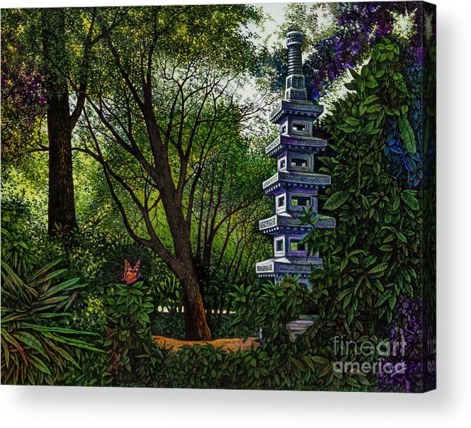 Pagoda Acrylic Print featuring the painting Pagoda #1 by Michael Frank