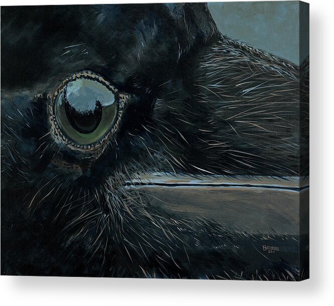 Raven Acrylic Print featuring the painting Raven's Eye by Les Herman