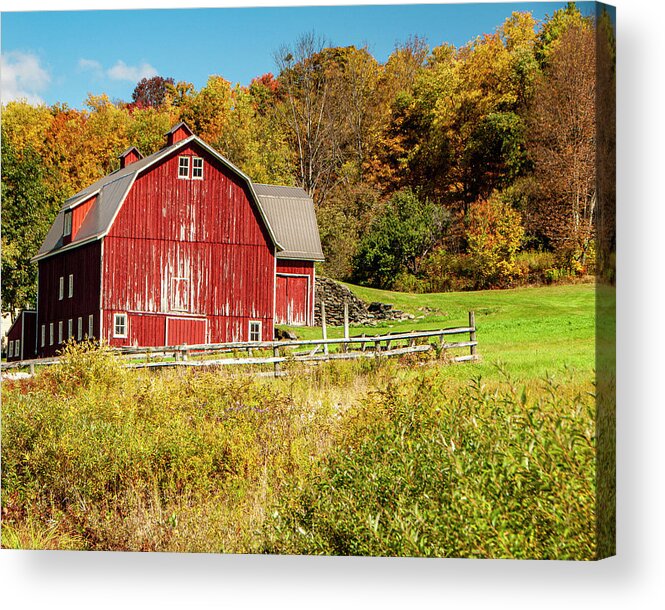 Rural Acrylic Print featuring the photograph Red Barn Farm #1 by Cathy Kovarik