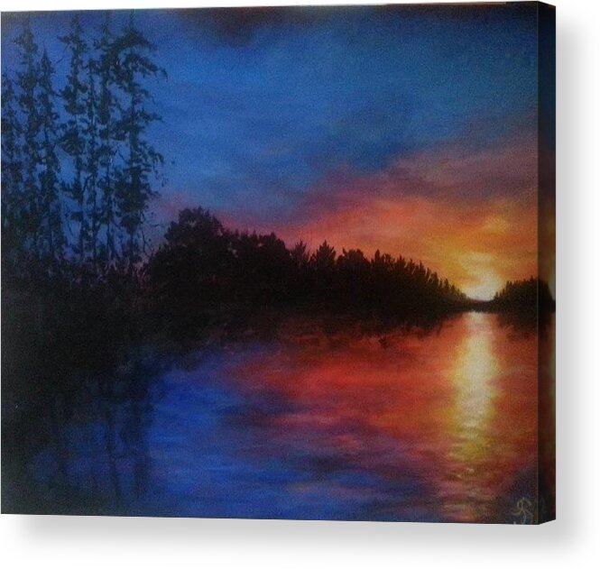 Chromatic Acrylic Print featuring the painting Sunset Addict by Jen Shearer