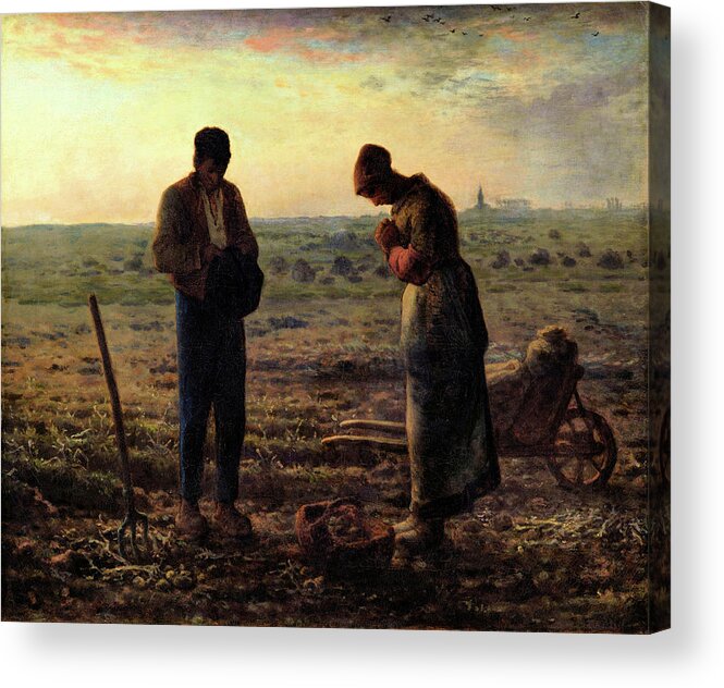 Angelus Acrylic Print featuring the painting The Angelus #1 by Jean Francois Millet