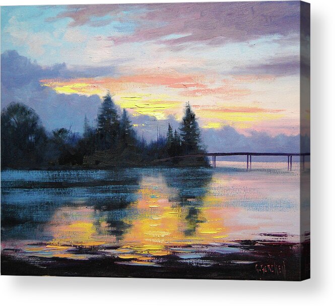 The Entrance Acrylic Print featuring the painting The Entrance Sunset #1 by Graham Gercken