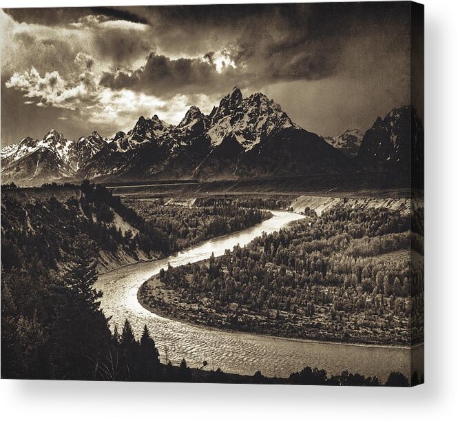 Tetons Acrylic Print featuring the photograph The Tetons and Snake River 1942 #1 by Ansel Adams