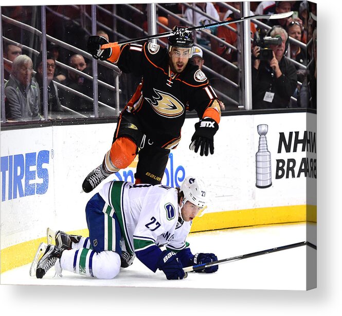 People Acrylic Print featuring the photograph Vancouver Canucks v Anaheim Ducks #1 by Harry How