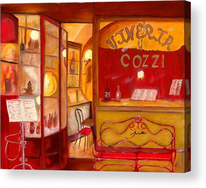 Italy Acrylic Print featuring the painting Vineria Cozzi by Juliette Becker