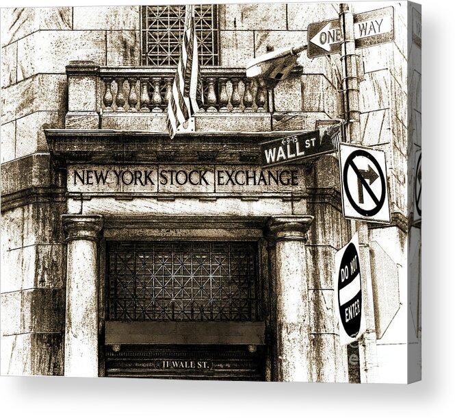 New Acrylic Print featuring the digital art 11 Wall St - Monochrome by Anthony Ellis