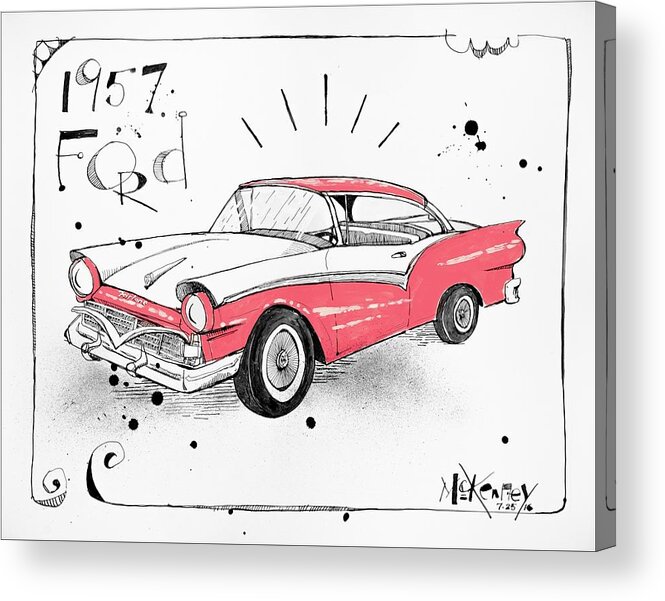  Acrylic Print featuring the drawing 1957 Ford by Phil Mckenney