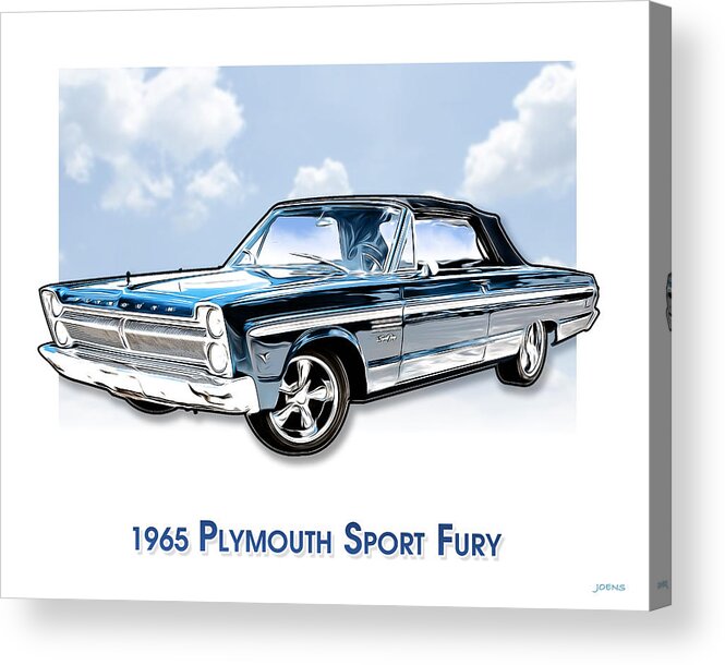 Plymouth Acrylic Print featuring the digital art 1965 Plymouth sport fury by Greg Joens