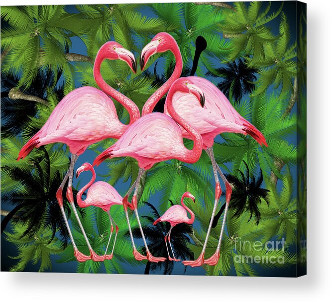 Summer Acrylic Print featuring the digital art Flamingo #1 by Mark Ashkenazi