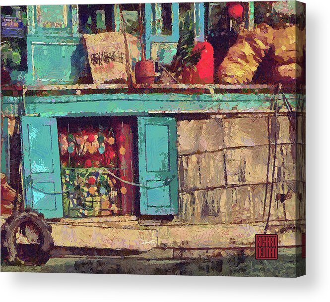 Abstract Acrylic Print featuring the mixed media 577 Concrete Houseboat, Floating Market, Cai Rang, Vietnam by Richard Neuman Architectural Gifts