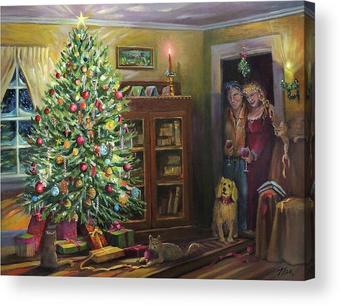 Christmas Acrylic Print featuring the painting A Christmas Story by Nancy Griswold