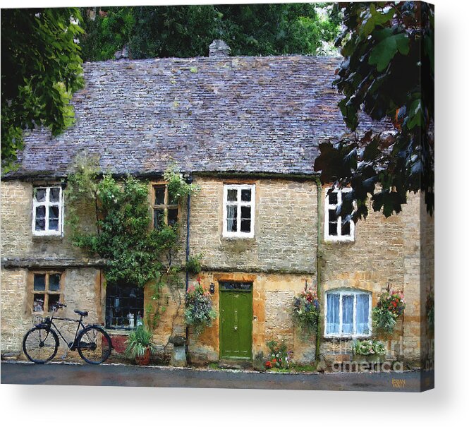 The Cotswolds Acrylic Print featuring the photograph A Cotswold Village Scene by Brian Watt