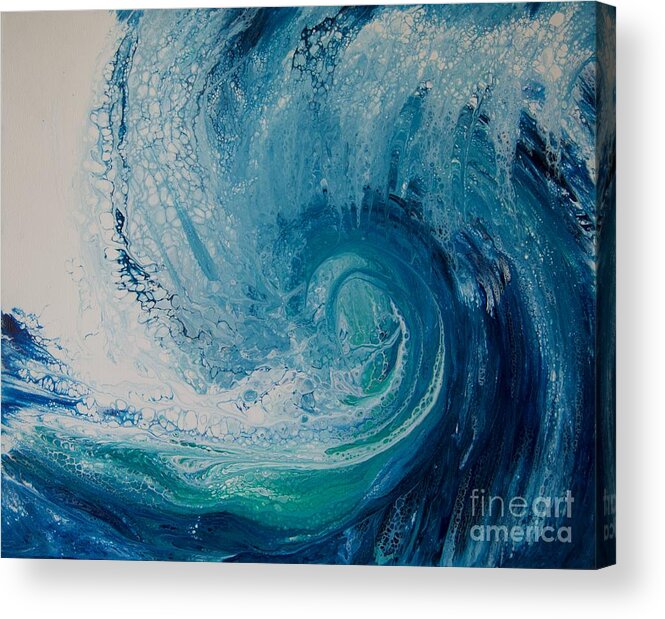 Sea Acrylic Print featuring the painting A Wave Of A Lifetime by Maria Martinez