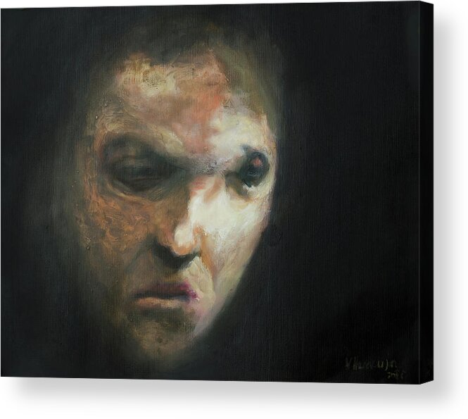 #jacktheripper Acrylic Print featuring the painting A Whitechapel's Woman by Veronica Huacuja