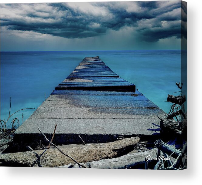 Lake Michigan Acrylic Print featuring the photograph Abandon Dock by GLENN Mohs