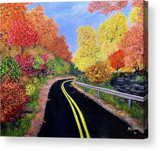  Acrylic Print featuring the painting Adirondack Country Road by Peggy Miller