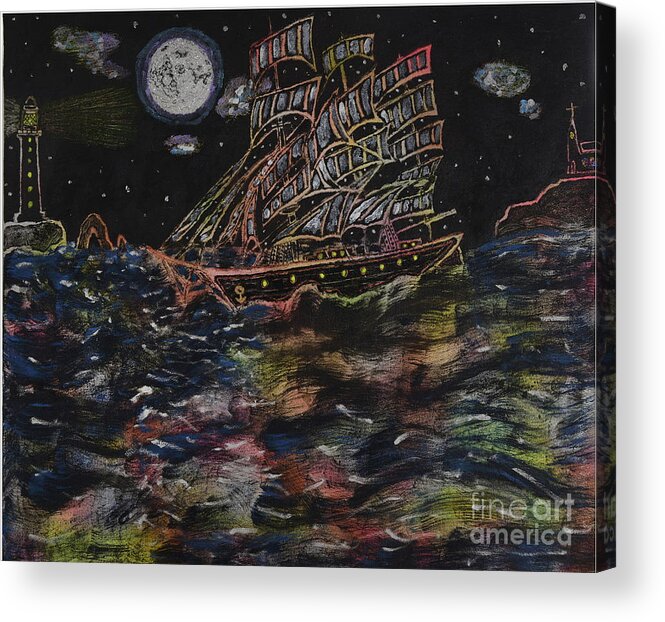 Ship Acrylic Print featuring the painting Affair of the seas by David Westwood