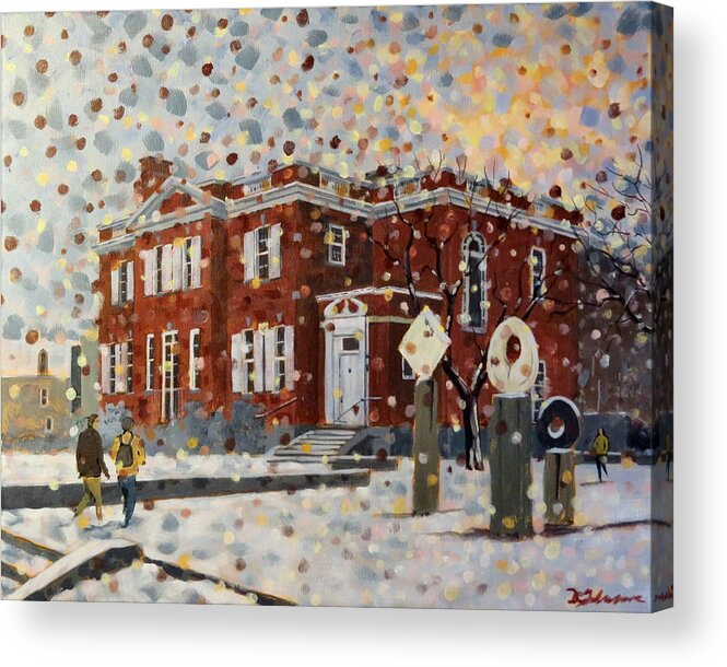 Kingston Acrylic Print featuring the painting Agnes Etherington House-Queens University by David Gilmore