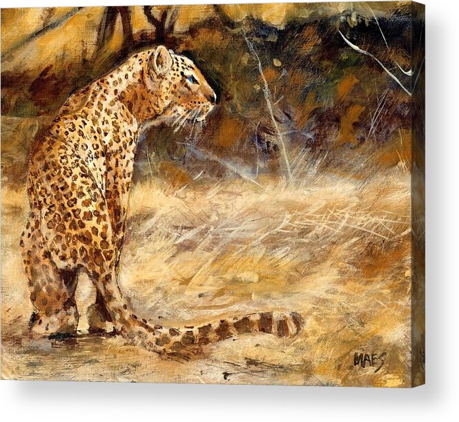 Africa Acrylic Print featuring the painting Alert African Leopard by Walt Maes