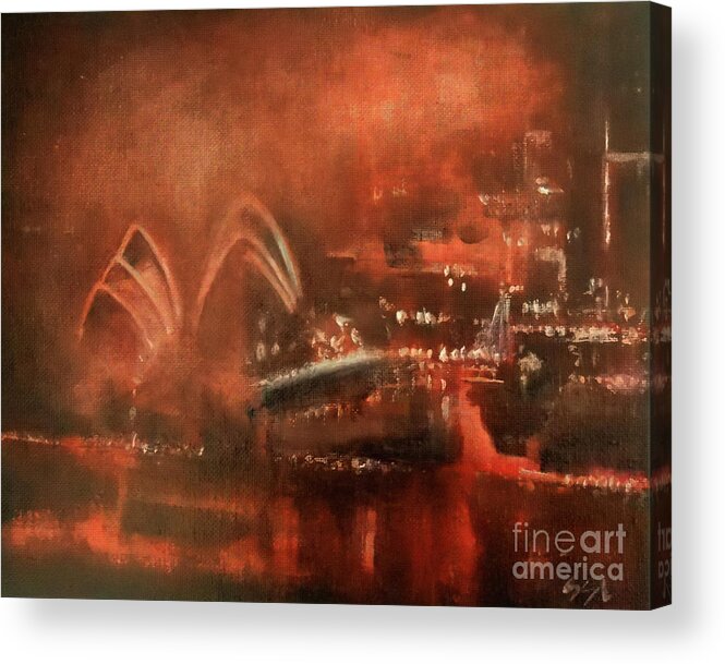 Abstract Acrylic Print featuring the painting Alpha City - Smoking Hot by Jane See