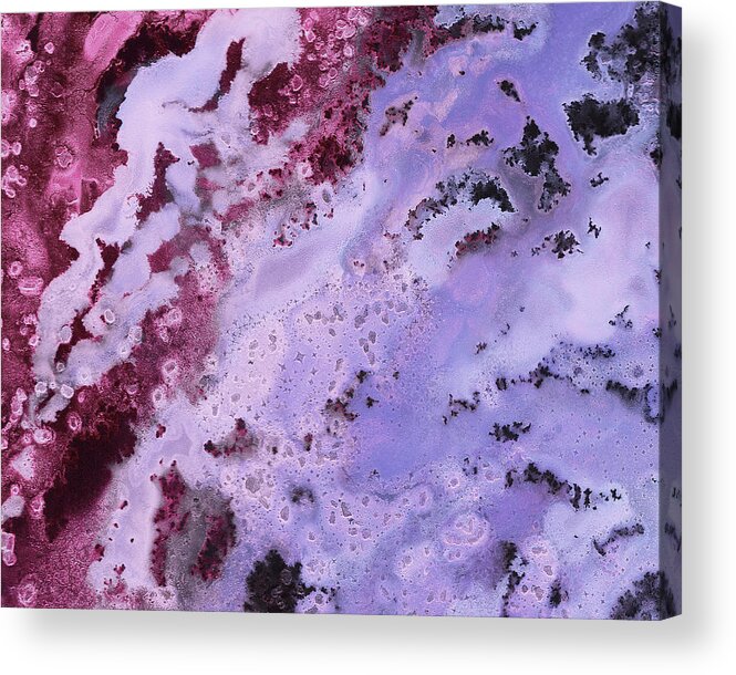 Purple Acrylic Print featuring the painting Amethyst Crystals Abstract Watercolor Decor by Irina Sztukowski