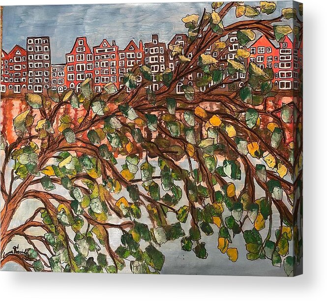  Acrylic Print featuring the painting Amsterdam City of my Heart by Lorena Fernandez