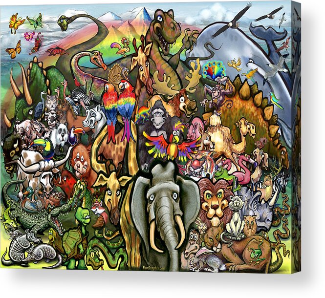 Animals Acrylic Print featuring the digital art Animals of All Colors Shapes and Sizes by Kevin Middleton