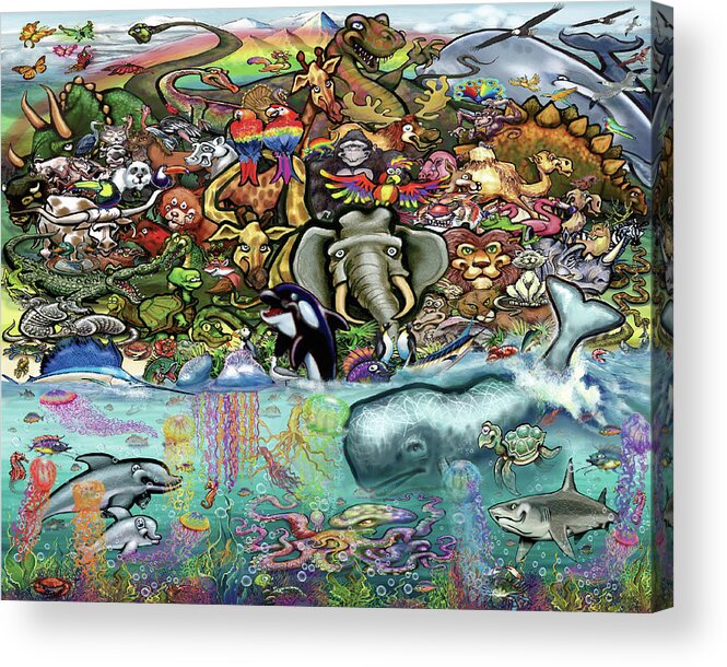 Animals Acrylic Print featuring the digital art Animals of Land and Sea by Kevin Middleton