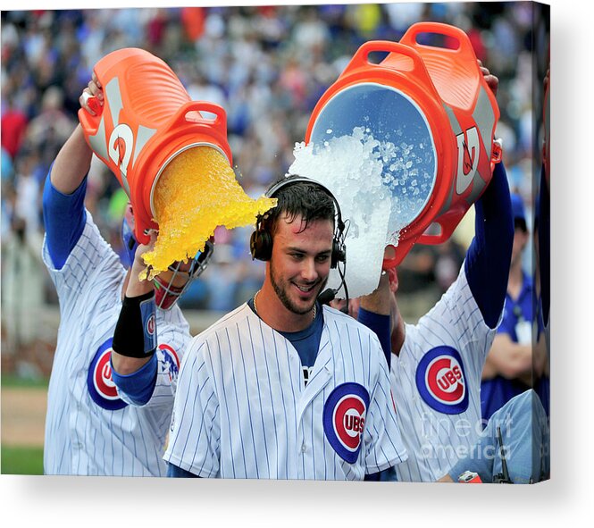 Ninth Inning Acrylic Print featuring the photograph Anthony Rizzo, David Ross, and Kris Bryant by David Banks