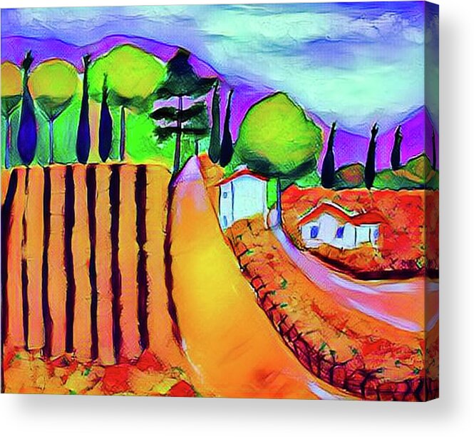 Autumn In Provence Acrylic Print featuring the mixed media Automne en Provence revisited by Rusty Gladdish