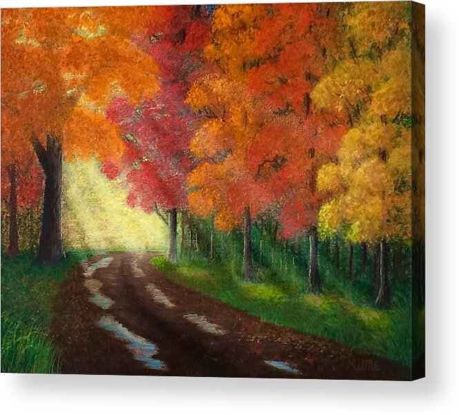 Landscape Acrylic Print featuring the painting Autumn Road by Marlene Little