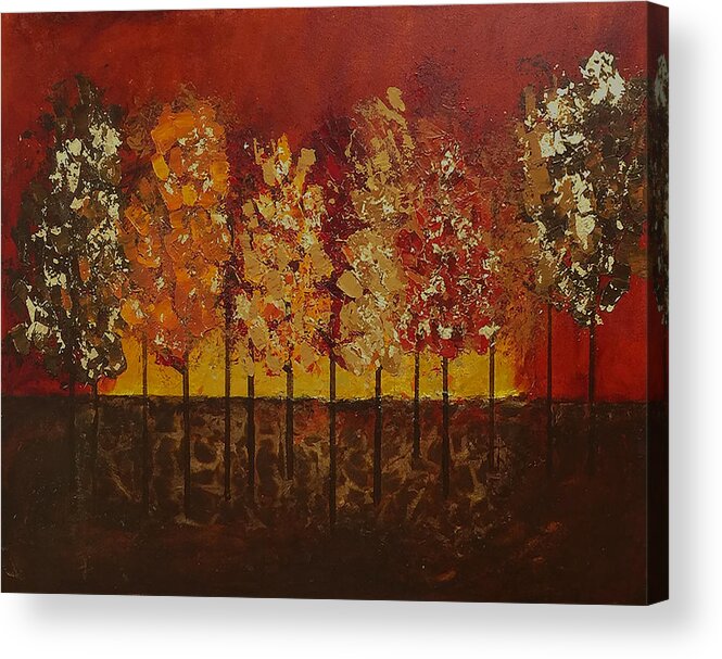 Fall Acrylic Print featuring the painting Autumn's Crowning Glory by Linda Bailey
