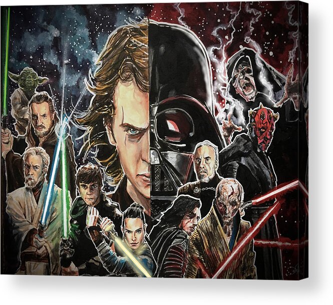 Star Wars Acrylic Print featuring the painting Balance of the Force by Joel Tesch