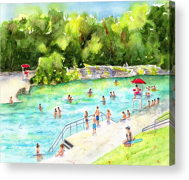 Austin Acrylic Print featuring the painting Barton Springs Pool by Carlin Blahnik CarlinArtWatercolor