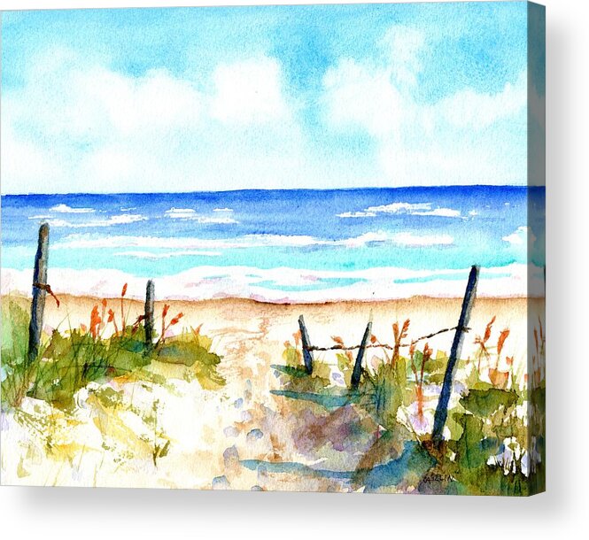 Beach Acrylic Print featuring the painting Beach Dune Path by Carlin Blahnik CarlinArtWatercolor