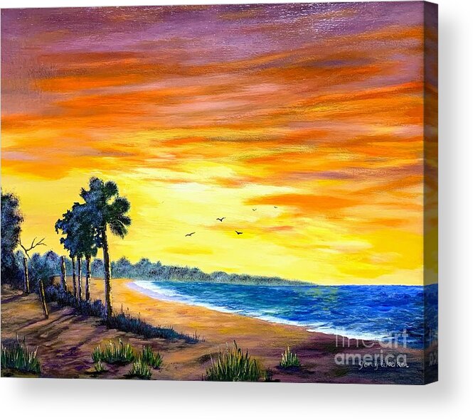 Beach Acrylic Print featuring the painting Beach Sunrise by Jerry Walker