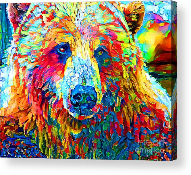 Wingsdomain Acrylic Print featuring the photograph Bear in Vibrant Colors 20220131 by Wingsdomain Art and Photography