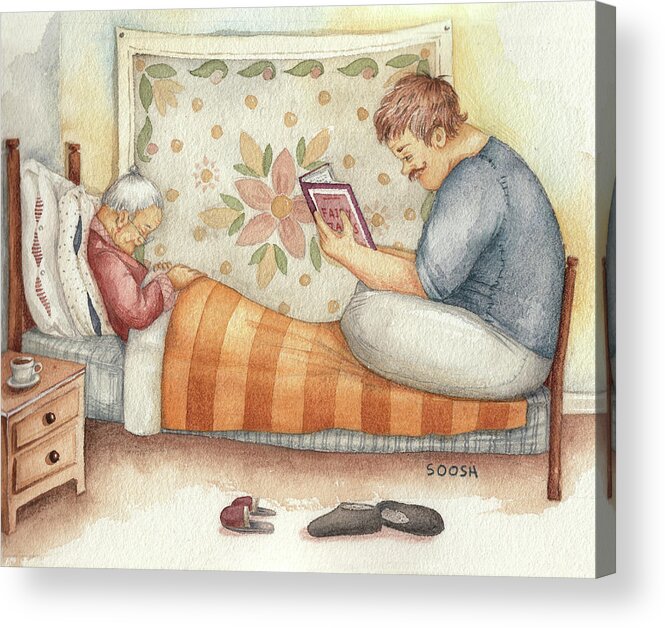 Illustration Acrylic Print featuring the drawing Bedtime story for Mama by Soosh