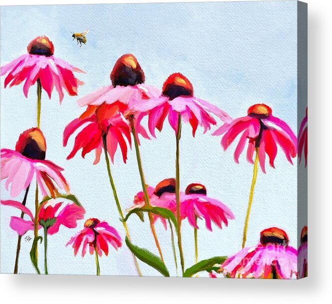 Coneflowers Acrylic Print featuring the painting Bee Lively by Tammy Lee Bradley