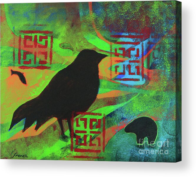  Tree Acrylic Print featuring the painting Bird of Mystery by Jeanette French