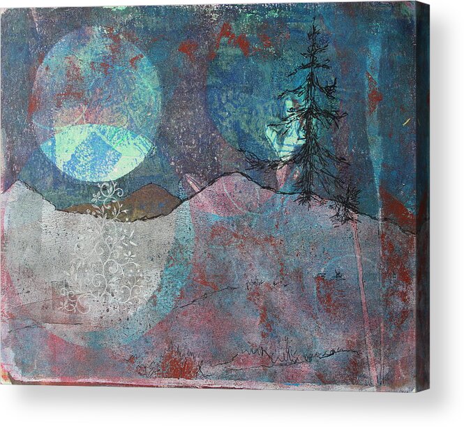 Moonrise Acrylic Print featuring the painting Blue Moon by Ruth Kamenev