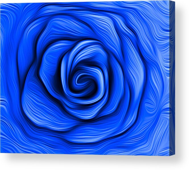 Flower Acrylic Print featuring the digital art Blue Rose by Ronald Mills