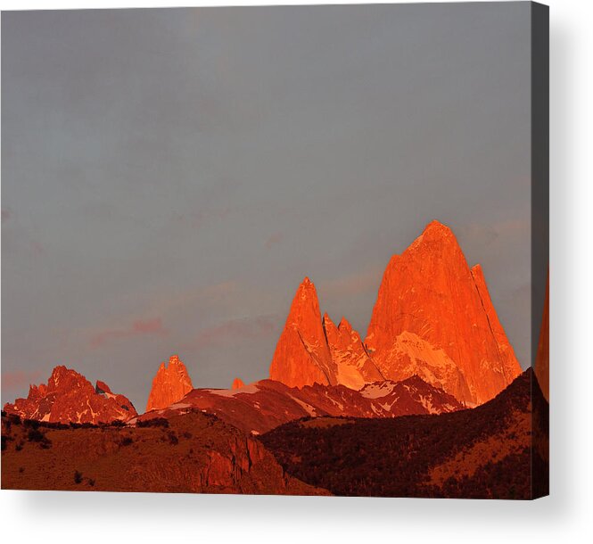 Monte Fitz Roy Acrylic Print featuring the photograph Blush by Tony Beck