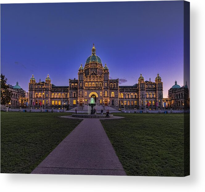 Local Government Building Acrylic Print featuring the photograph British Columbia Legislature Building in Victoria, Vancouver Island by Dougall_Photography