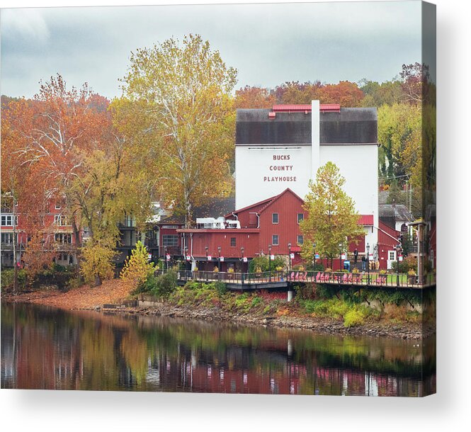 New Hope Acrylic Print featuring the photograph Bucks County Playhouse in Autumn by Kristia Adams